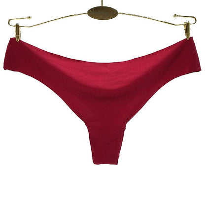 6 Pieces/set of Ice Silk Seamless T-shaped Panties Feminine Fashion Large Size Wide Belt Pure Color Panties