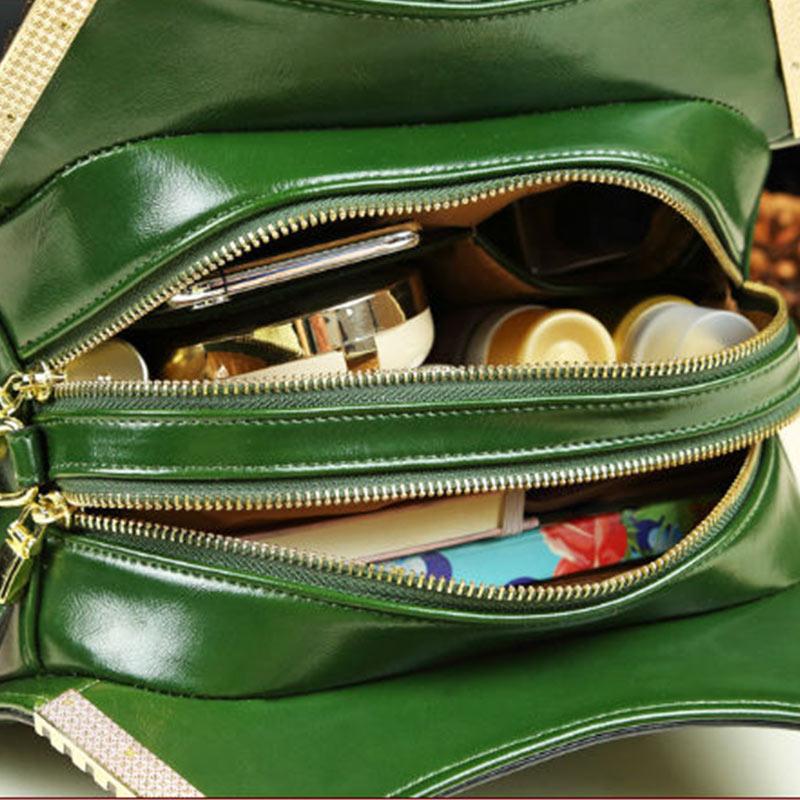 Crocodile Pattern Leather Handbag Leisure Shopping Bag Middle-aged Female Bag Mother Bag Shoulder Messenger Bag Multi-layer Large Bag