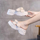Size35-39 Summer Women Slippers Bohemian Beach Wear-resistant Slippers Wedge Platform Cross Bow Sandals Outdoor High Heels