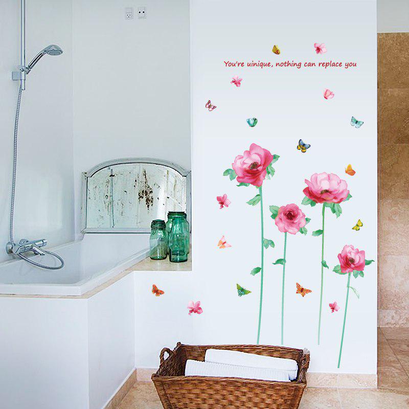 [Wall stickers] pink flower butterfly wall stickers home decor living room toilet sticker wedding be