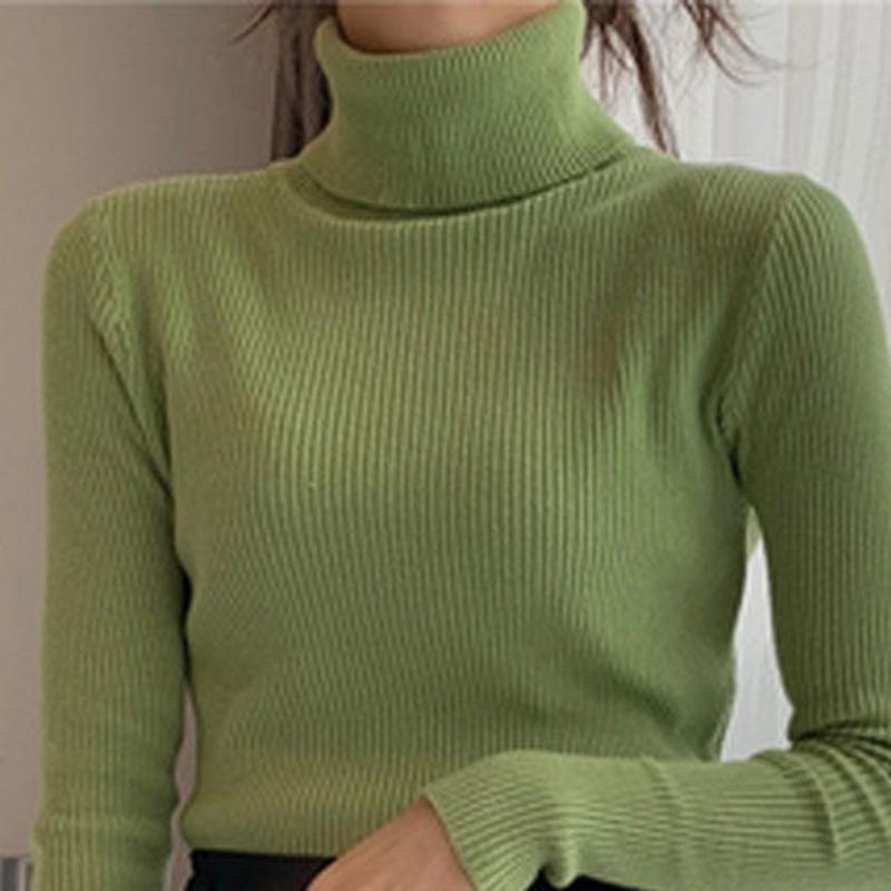 Autumn and Winter High Neck Long-sleeved Sweater Women's Short Pullover All-match Bottoming Shirt Slim Warm Sweater Tide