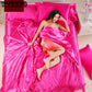 Four-piece Set of Wed Bed Set Pillowcase Couvre Lit Luxury Wrinkle Home Ptian Cotton Satin