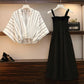 Women Plus Size 2piece Set Summer Deep V-neck Bat Blouse Strap Dress Two-Piece Set