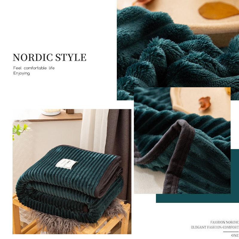 Winter Thick Coral Fleece Blanket Simple Style Warm Blanket Household Blanket Twin Queen King