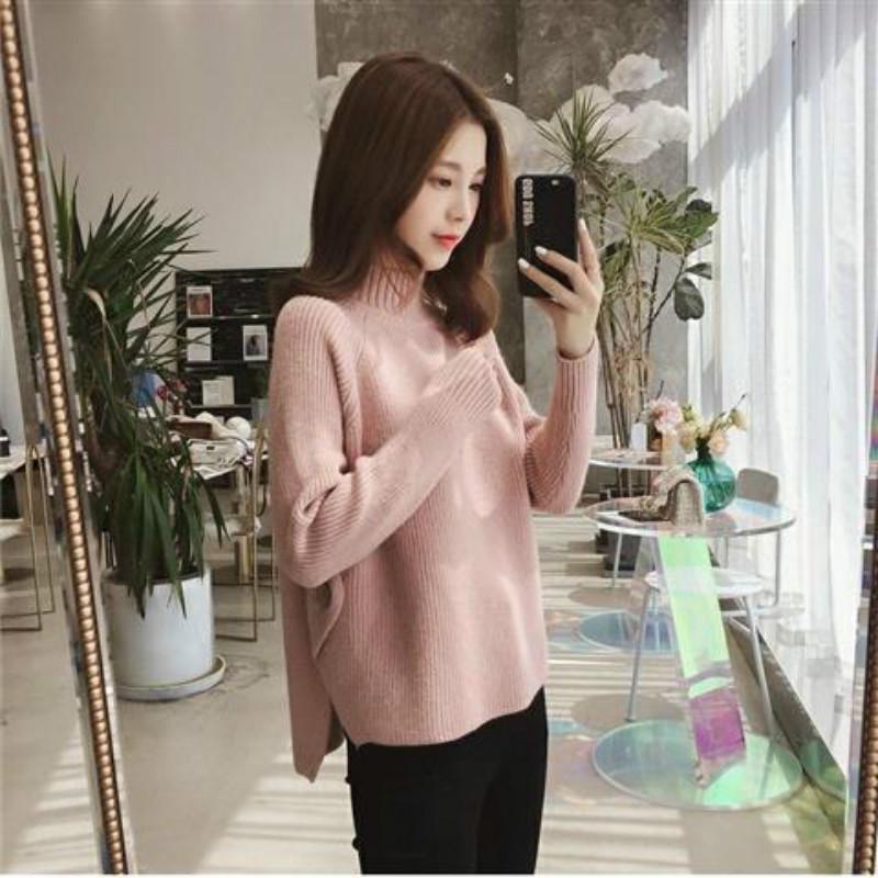 Pofulove fashion short knitted base shirt women half-neck women's decoration slim slim all-match