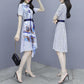 Striped Shirt Chiffon Female Dress A-line Printed Skirt with Waist and Thin Temperament