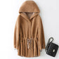 Women's Particle Cashmere Coat Winter Thick Hooded Loose Lamb Wool Coat Mid-length Faux Wool Fur Coat