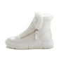 Girls Winter Snow Boots Knight Leather White Martin Boots Thick-soled Mid-tube Boots Short Boots Large Size Flat Cotton Boots