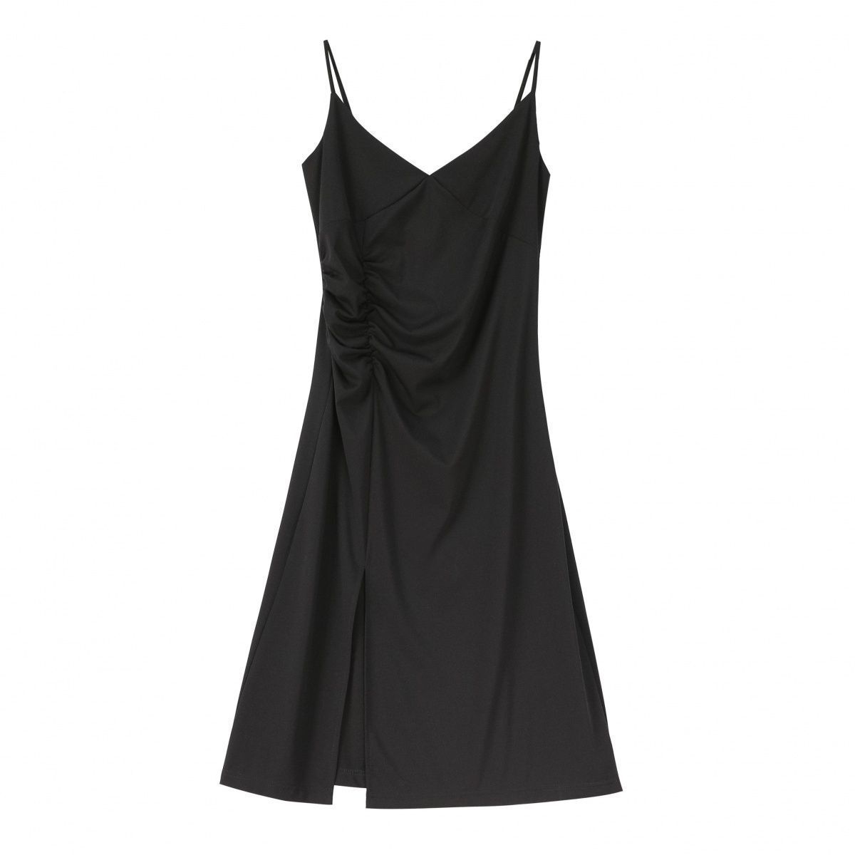 Simple Casual Suspender Dress Female Summer Split Slim Retro Bottomed Vest Skirt Beach Holiday Beach Mid Length Dress