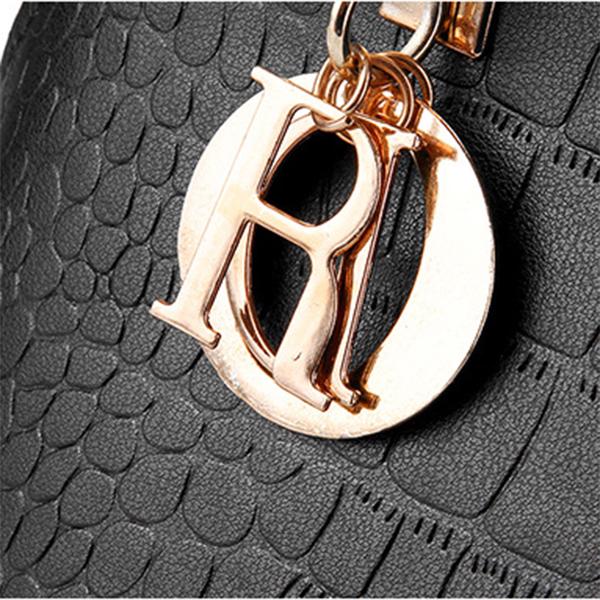 Handbags Women Pu Leather Waterproof Shoulder Shell Crocodile Pattern Bags Crossbody(Solid Color)