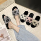 Women's Cotton Slippers Autumn and Winter Korean Version of The Net Red Printing Word with A Flat Bottom Casual Wool Slippers