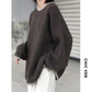 Large Size Knitted Sweater Women's Autumn and Winter Loose and Lazy Wind Retro Contrast Color Pullover Sweater Round Neck Sweater Trendy