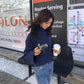 Women's Navy Half-neck Long Sleeve Pullover Sweater Casual Loose Tops Ladies Wild Sweater