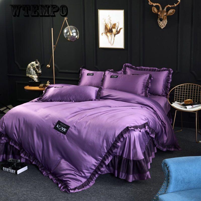 Bed Linen Set Silk Bedding Home Textile Queen King Size Duvet Cover Set Luxury Super King