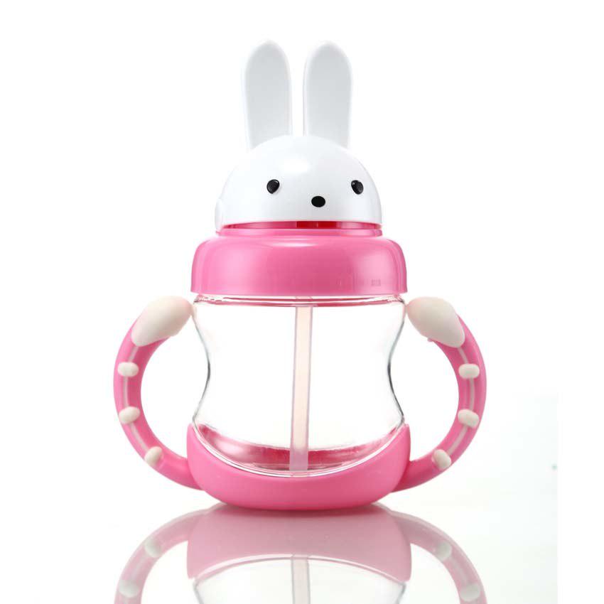 Wtempo High Quality 400ml Cartoon Kid Drinking Cup Straw Portable Rope Bpa Free Pp Children Feeding