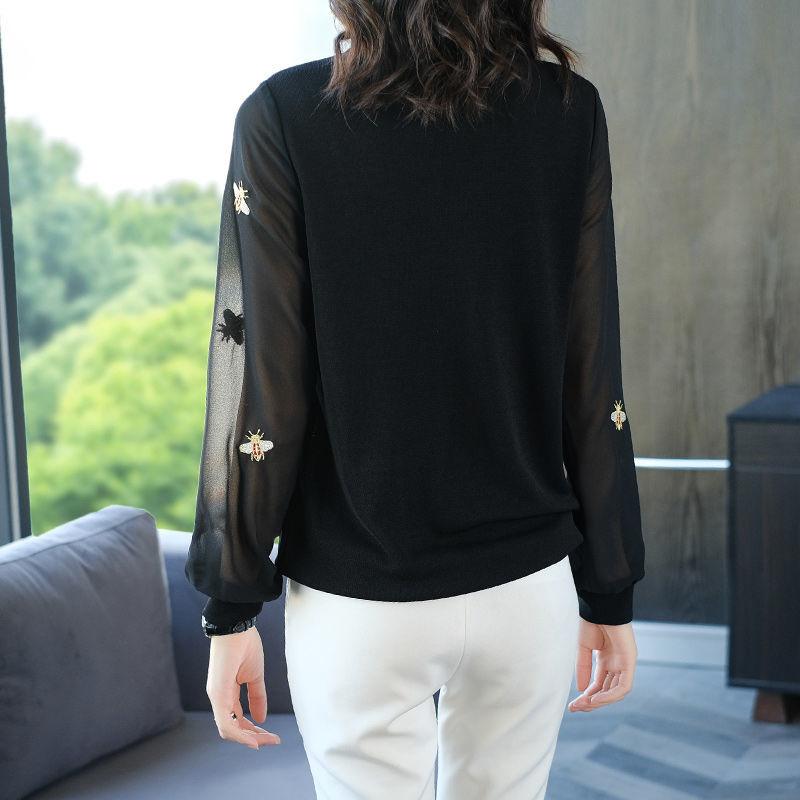 Large Size Chiffon Shirt Women's Spring and Summer Embroidered Loose Blouses