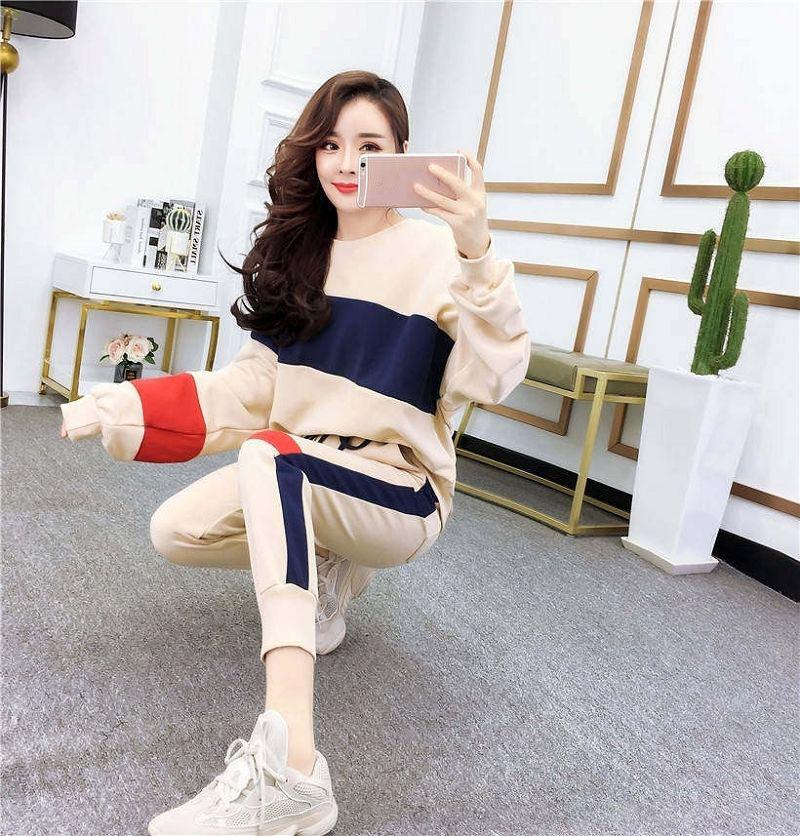 2pcs/set Casual Tracksuit Two Piece Set Women Tops and Pants Outfits Women Sweatpants Set Women Pullover
