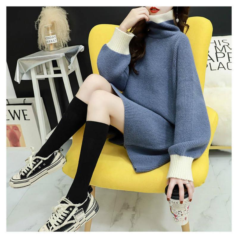 Thick Sweater Women's Turtleneck Long Sleeved Loose Pullover Korean Knit Top Autumn Winter