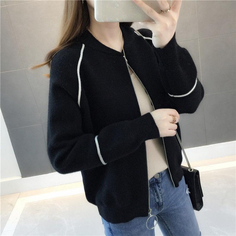 Spring and Autumn Korean Sweater Coat Loose Casual Knit Cardigan Long-sleeved Short Top