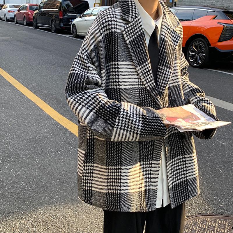 Autumn and Winter Warm Long-sleeved Casual Men's Handsome West-turned Coat Mid-length Warm Temperament Windbreaker