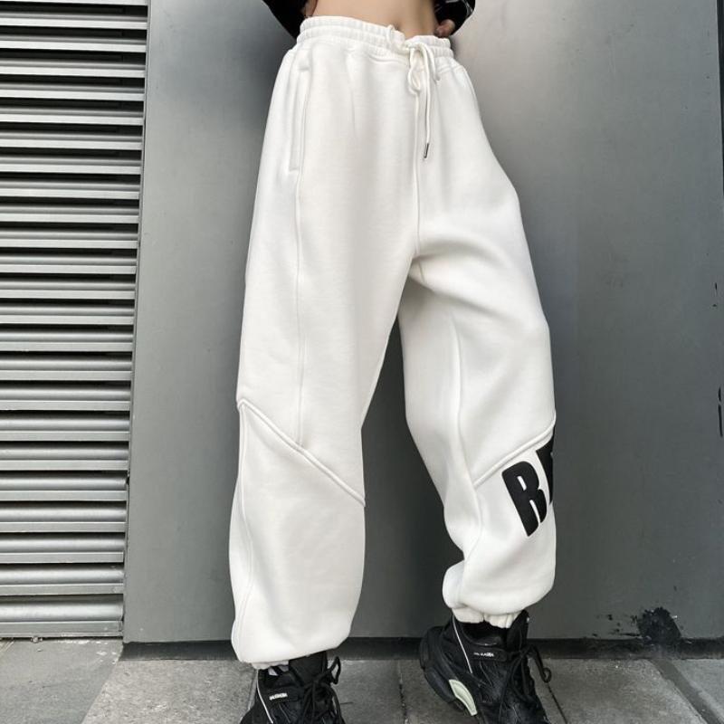 Fried Street Brand Personality Guardian Pants Women's Spring and Autumn Loose Binding Feet Thin Wide Leg Pants Casual Hip Hop Sports Pants Trend