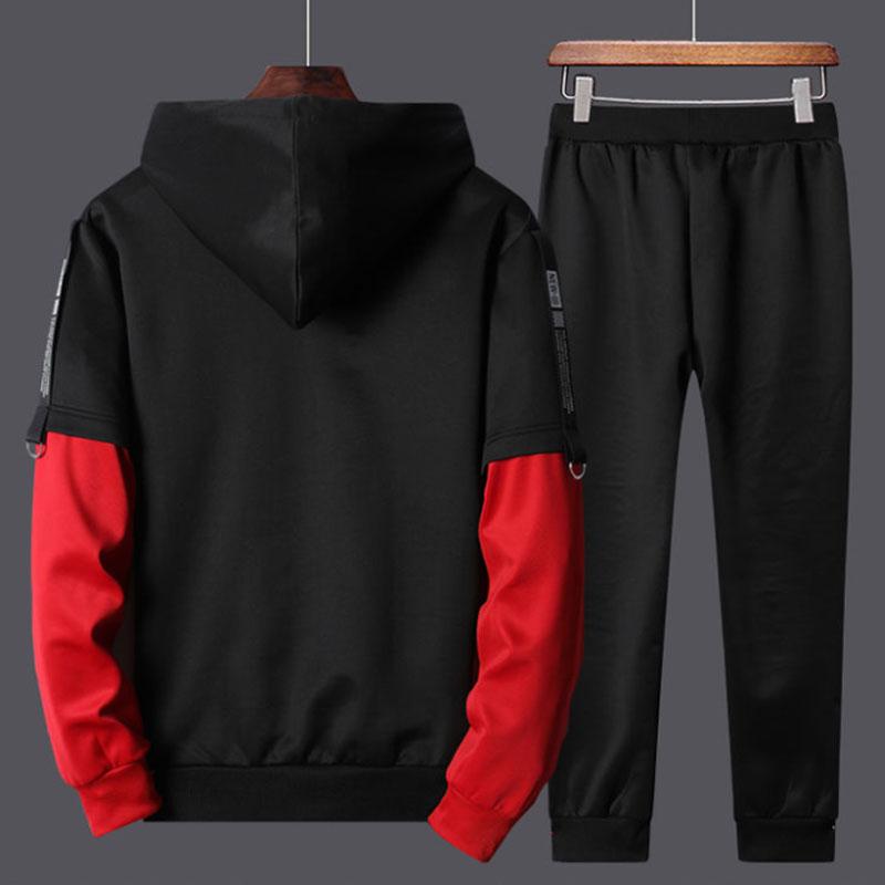 WTEMPO Men Sports Suit Hooded Pullover Suit Spring Campus Sportswear Casual Loose Clothing for Youth
