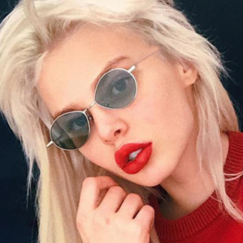 small oval sunglasses women retro red eyewear vintage glasses gold metal frame mirror points vintage