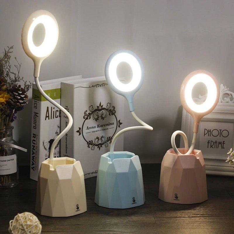 USB Rechargeable LED Desk Lamp Touch Dimming Adjustment Table Lamp for Reading Study Bedside Bedroom