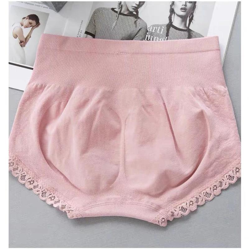3 Packs of Mid-waist Warm Palace Underwear Women's Pure Nylon Crotch Abdomen Buttocks Waist Body Shaping Tummy Seamless Briefs Sexy Lace Edge Panties