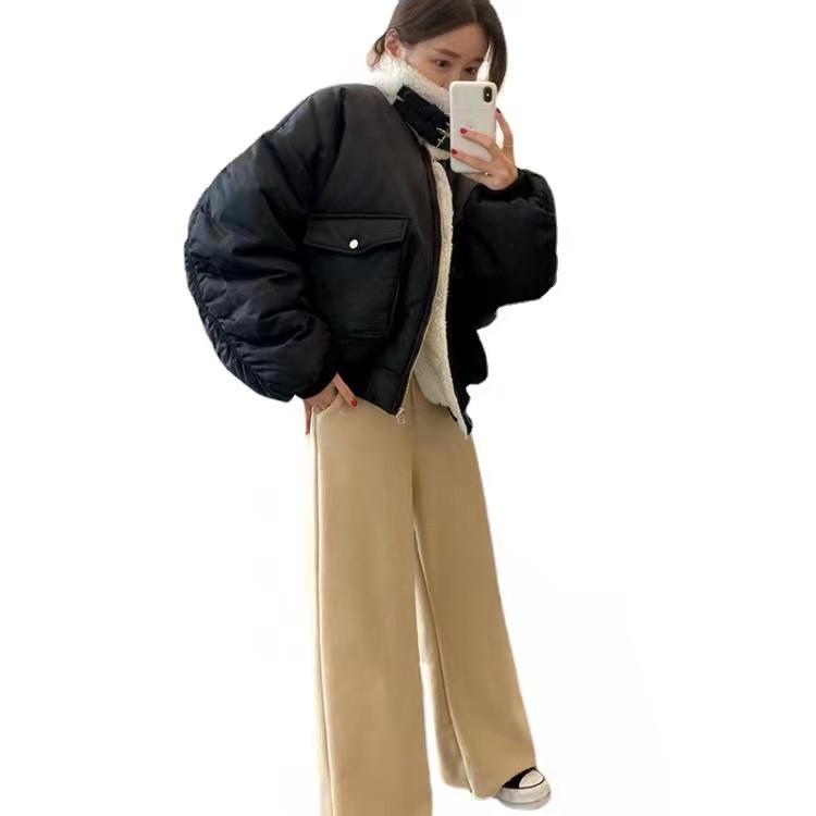 2PCS Korean Autumn and Winter Two-piece Women's Casual Suit V-neck Short Sweater Wide-leg Pants Set Elegant Women's Shows Thinness Clothing