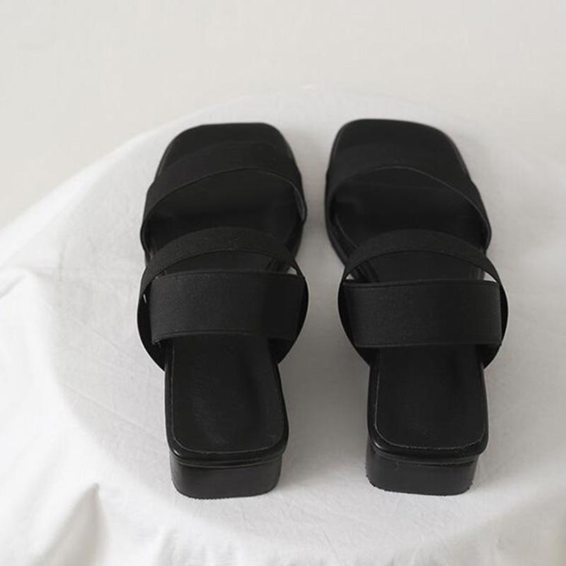 Sandals Female Summer Fairy Style Simple Lace-up Sandals Korean Wild Square Head Thick Heel Student Sandals