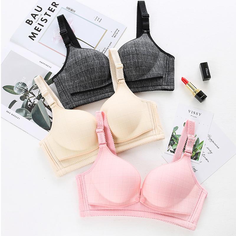 Nursing Bra Pure Cotton No Steel Ring Front Buckle Anti-sagging Adjustable Maternity Underwear Gather Nursing Bra