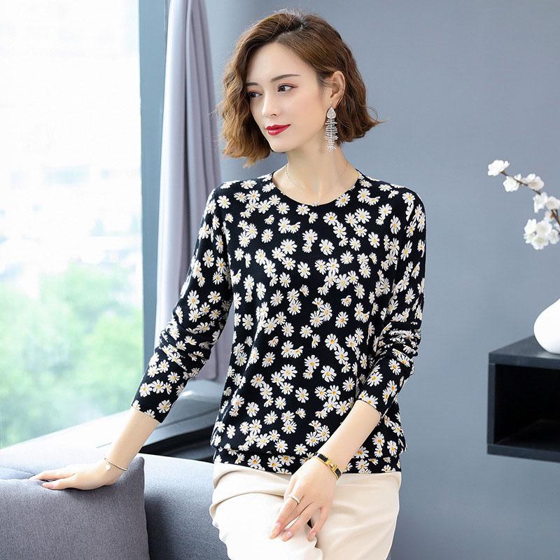 Autumn Winter 3D Printed Woolen Sweater Women O-neck Long Sleeve Warm Pullover Knit Wool Blend Jumper Tops