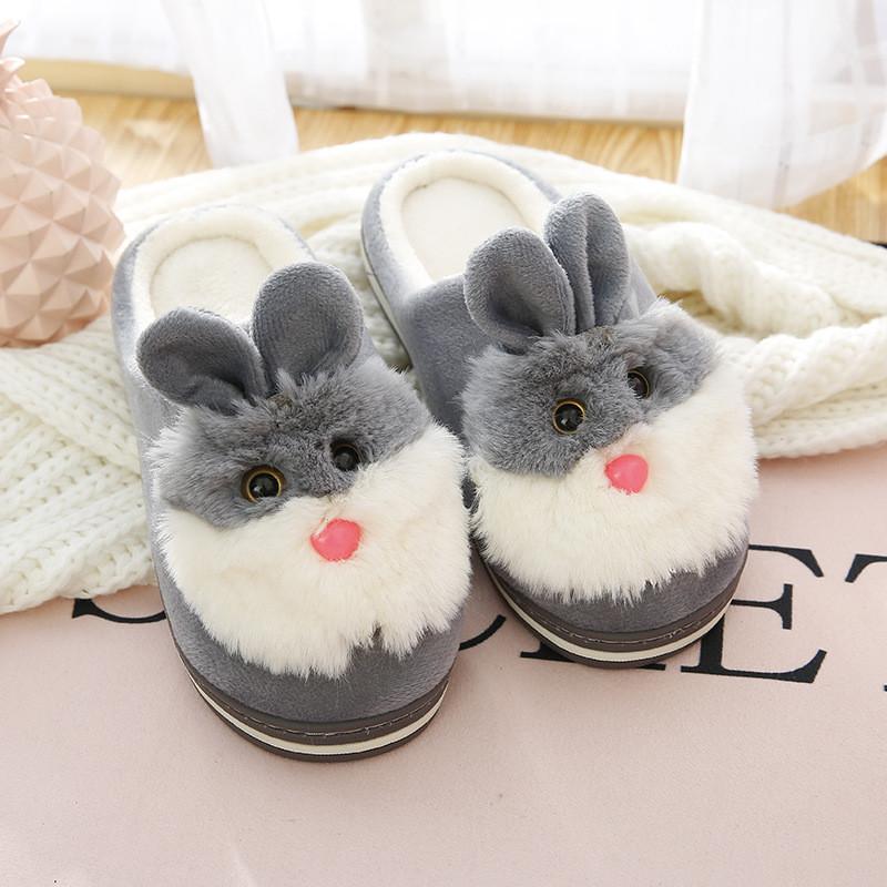 Winter Women Girl Home Slippers Cartoon Rabbit Shoes Bedroom Flat Warm Slippers Indoor Floor Shoes