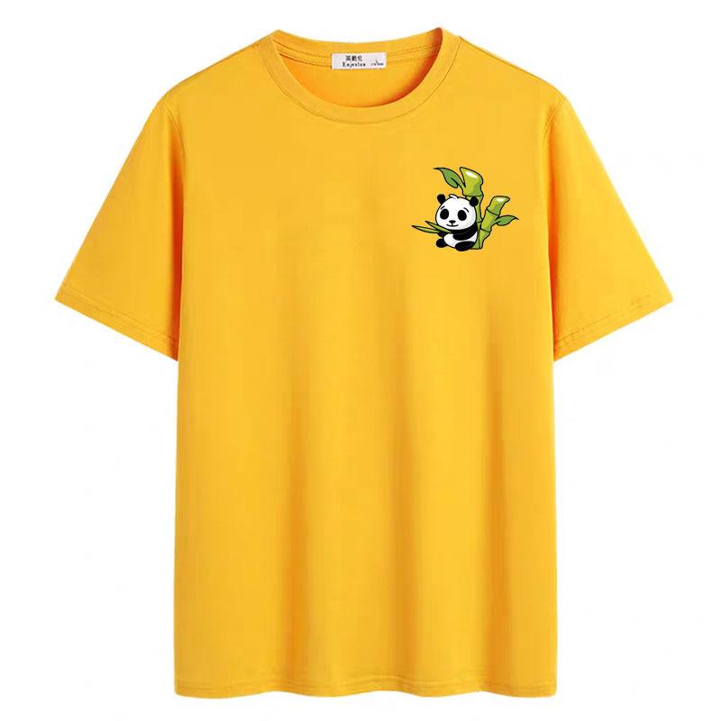 Summer New Panda Print Short-sleeved T-shirt Loose Boys Round Neck Cotton Half-sleeved Top