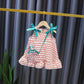 Children Dress Girls' Summer Thin Drawstring Dress Floral Printing Sleeveless Bow Ruffle Princess Dress