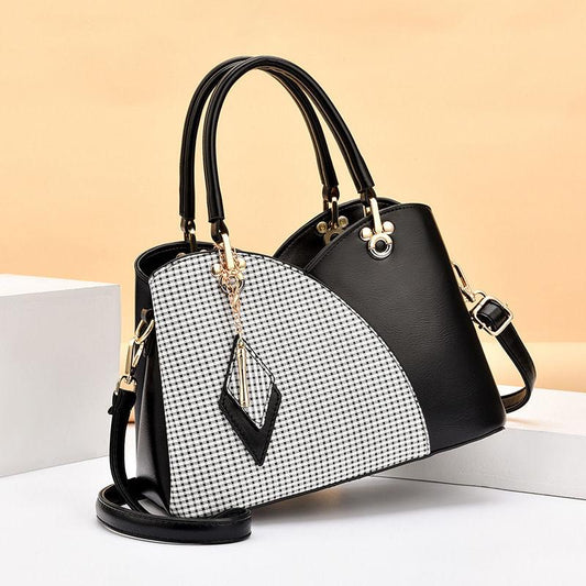 Eather Handbags European and American Fashion Temperament Handbags Large-capacity Color-blocking One-shoulder Messenger Bag
