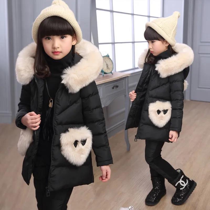 Kids Fashion Casual Girl 'S Winter Warm Thicker Jacket Full Sleeve Hooded 3 Pcs Suit Outerwear Coats
