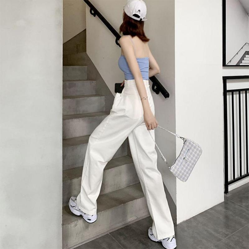 Wide Leg Jeans Women's Pants High Waist Loose Straight Tube 2022 New Spring Autumn Winter Rice White Large Size Tide Drape