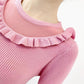 Sweater Women's Ruffled Collar Pullover Knitwear Korean Style Slim Solid Color Top Trendy Sweater Autumn and Winter Lady Style