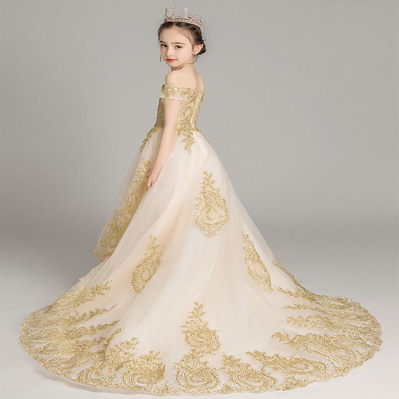 Children Dress Girls Princess Dress Little Girl Birthday Host Catwalk Piano Performance Evening Dress Summer