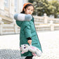 Girls' Warm Down Jacket Mid-length Windproof and Down Thick White Duck Down Jacket Big Fur Collar Children's Clothing