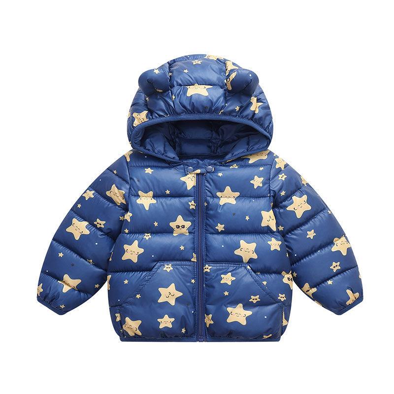 Girls' Warm and Windproof Winter Clothes Down Cartoon Padded Jacket with Velvet Padded Hooded Jacket
