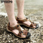 Men's Sandals Leather Breathable Closed-Toe Sandal Summer Beach Shoes Outdoor Shoes
