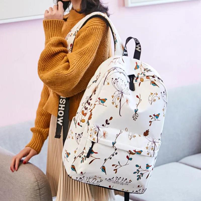 Girls School Bag Student Korean Version of The Large-capacity Waterproof Backpack Small Fresh Printed Backpack Female Bag