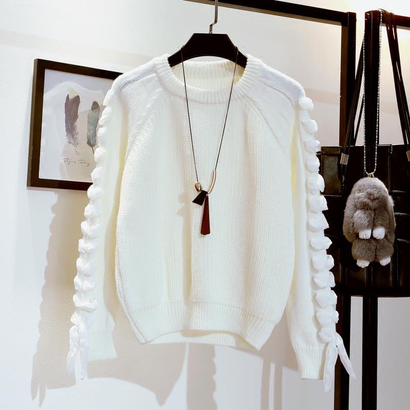 Warm sweater women's autumn and winter blouse loose round neck thickening inside wearing a sweater