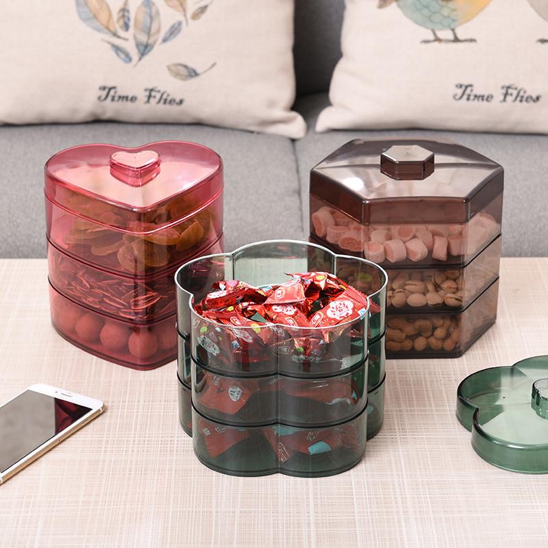 Transparent Stackable Nut Plate Dried Fruit Tray with Lid Living Room Snack Box Candy Storage Box Household Plastic