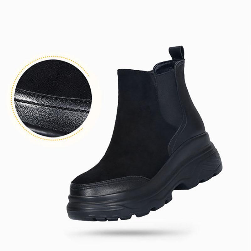 Martin Boots Women's Short Boots Spring and Autumn Velvet Boots British Style Thick-soled Wild College Korean Plush Heightening Shoes