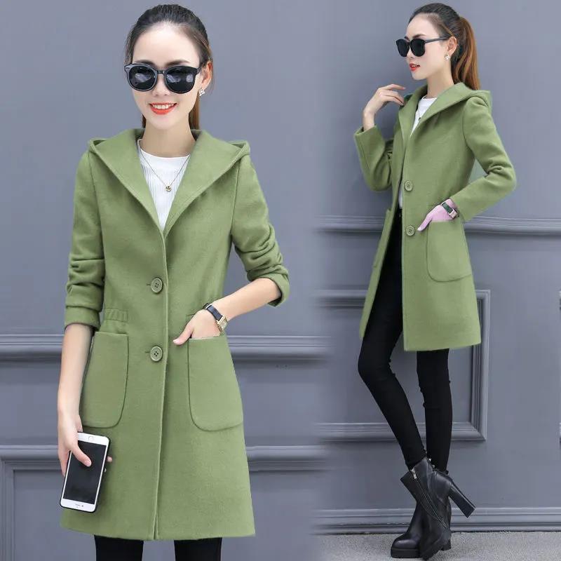 V-neck Slim Wool Jacket Women Casual Long Windbreaker Soft Comfortable Coat Boutique Parka Spring