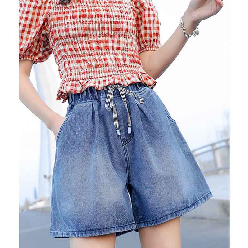 Large Size Denim Shorts Culottes Women's Loose High Waist Casual Fashion Women's Clothing 150kg